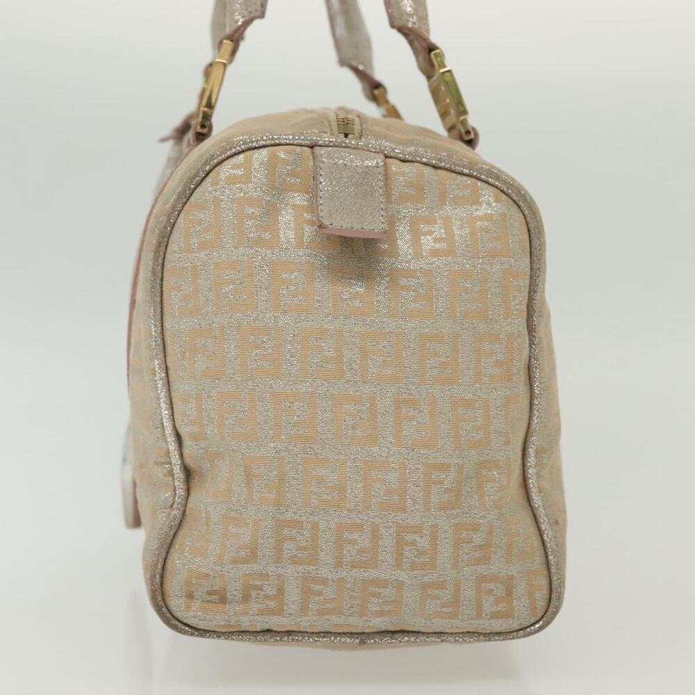 FENDI Zucchino Canvas Hand Bag Silver Gold - Picture 4 of 13